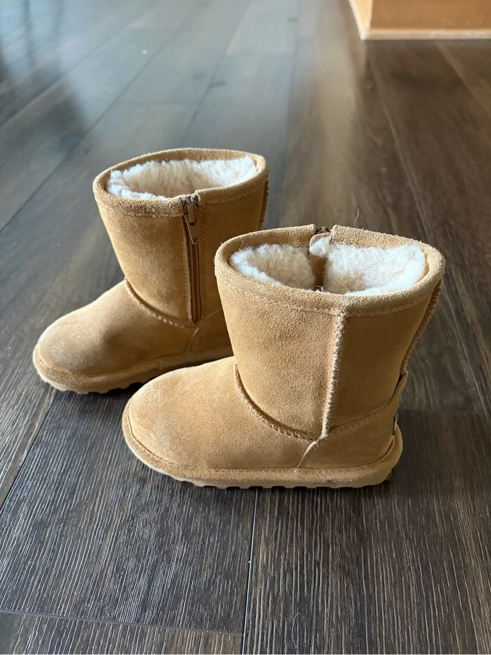 BearPaw Kids Tan Suede Shearling-Lined Boots
